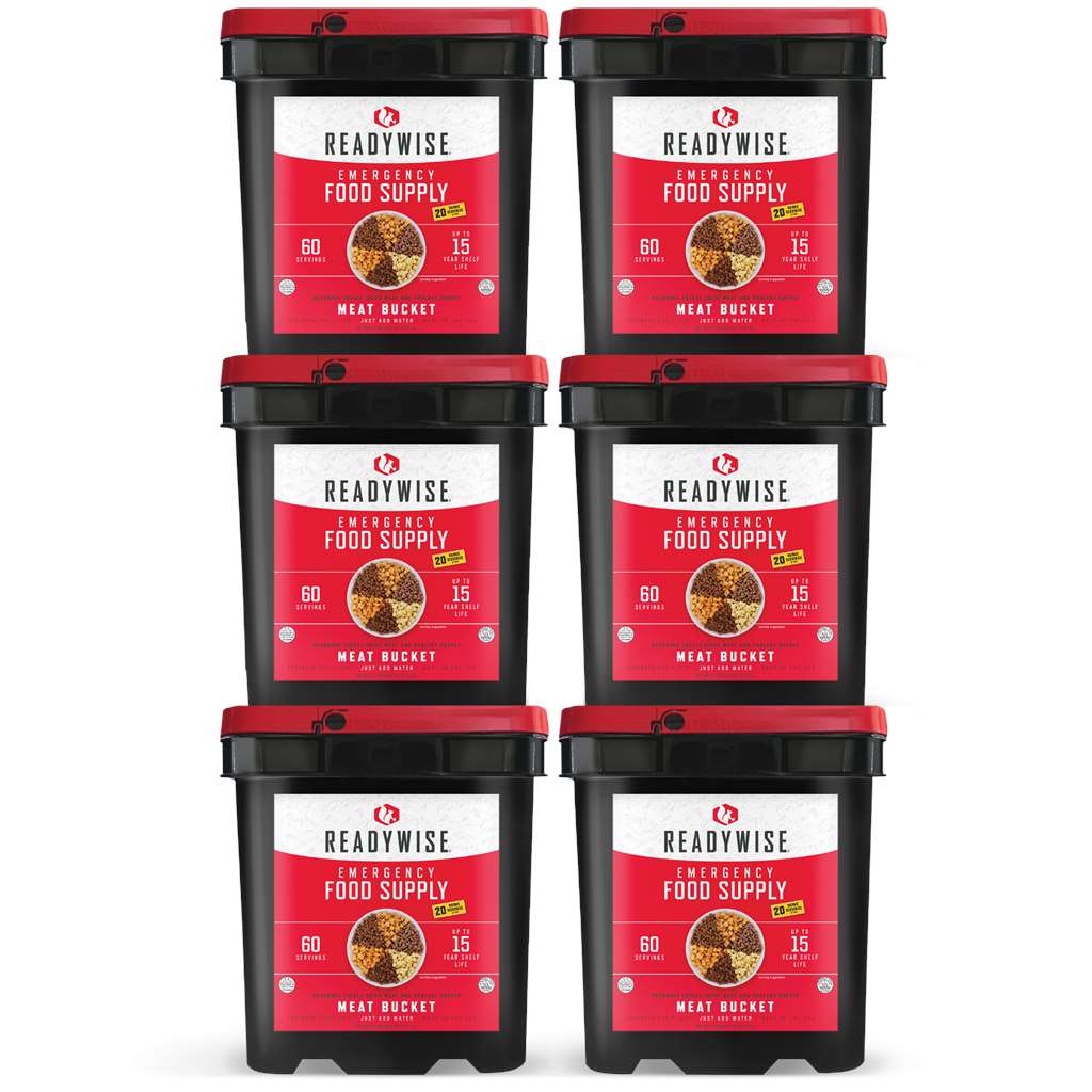 60 Serving Freeze Dried Meat Survival Bucket + 20 Servings Of Rice